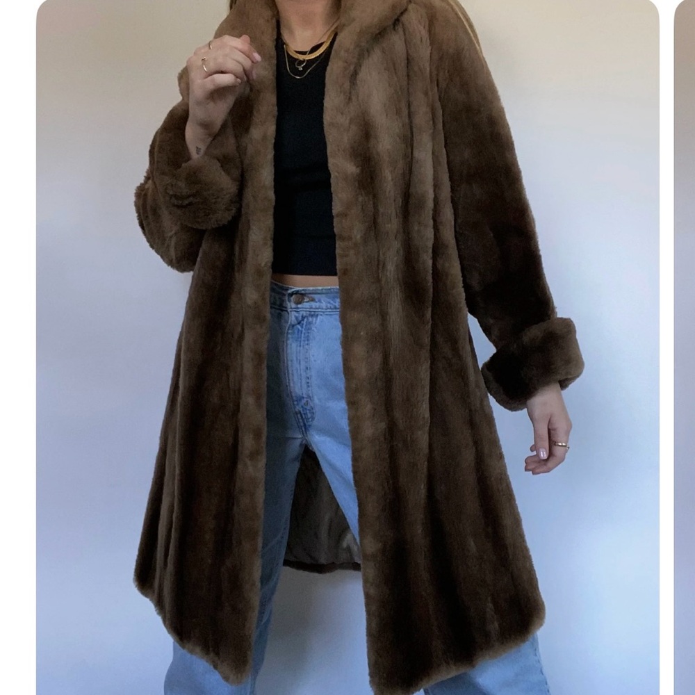 Genuine fur swing coat